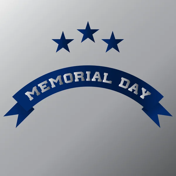 Memorial Day blue ribbon with stars — Stock Vector