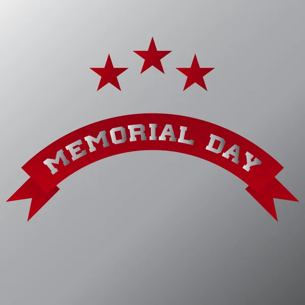 Ruban rouge Memorial Day avec étoiles — Image vectorielle