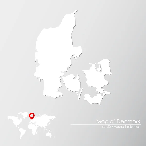Dinamarca con mapa del mundo — Vector de stock