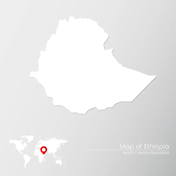Etiopía con mapa del mundo — Vector de stock