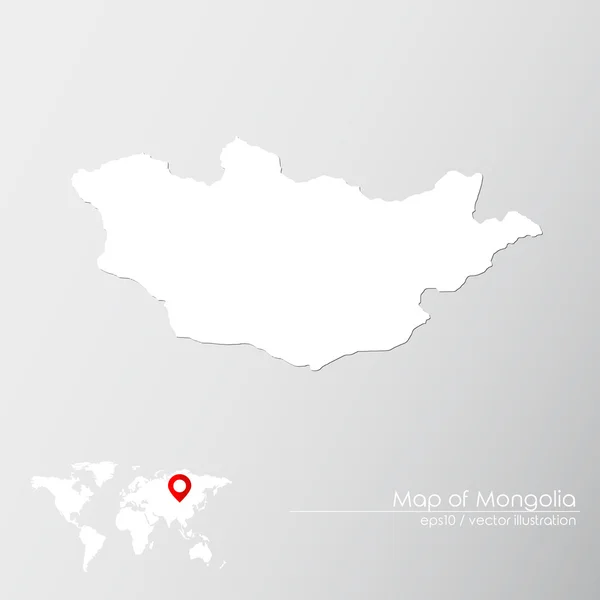 Mongolia con mapa del mundo — Vector de stock