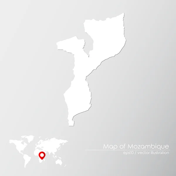 Μοζαμβίκη με παγκόσμιο χάρτη — Διανυσματικό Αρχείο