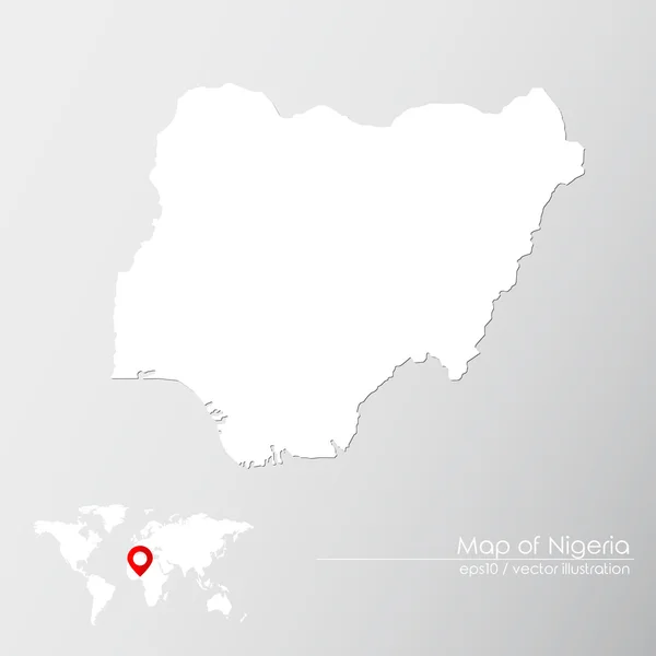 Nigeria con mapa del mundo — Vector de stock