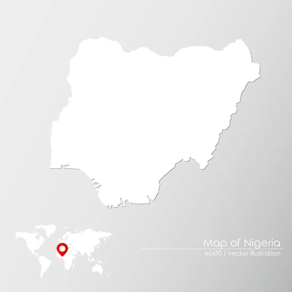 Nigéria com mapa do mundo — Vetor de Stock