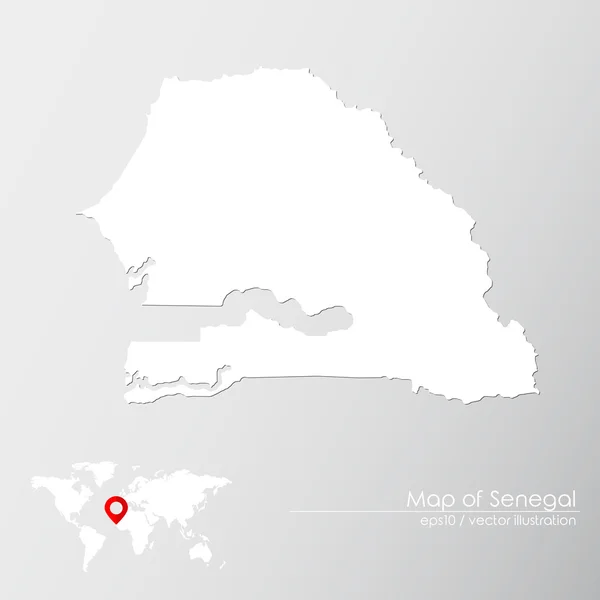 Senegal con mapa del mundo — Vector de stock