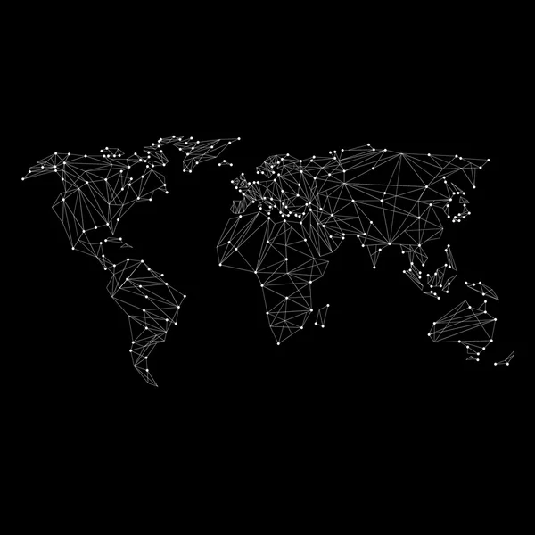 Mapa del mundo polígono sobre fondo oscuro — Archivo Imágenes Vectoriales