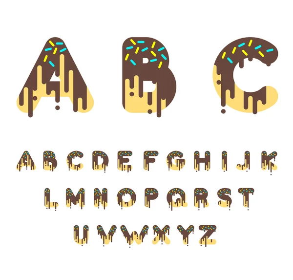 Chocolade donut zeepbel lettertype — Stockvector