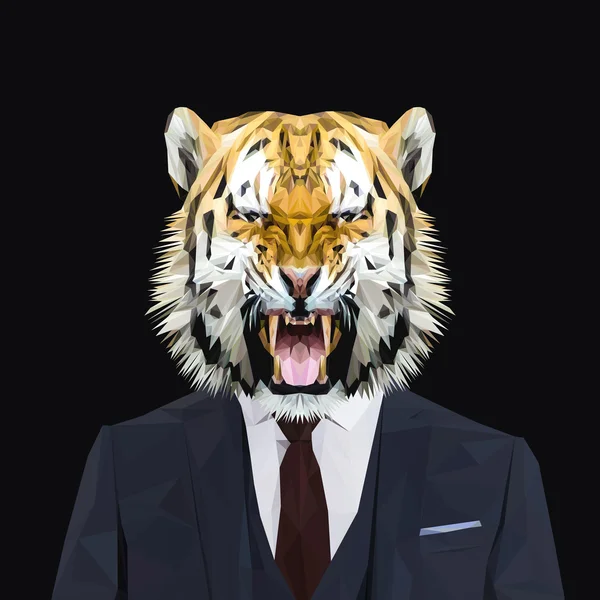 Tigre animal en traje — Vector de stock