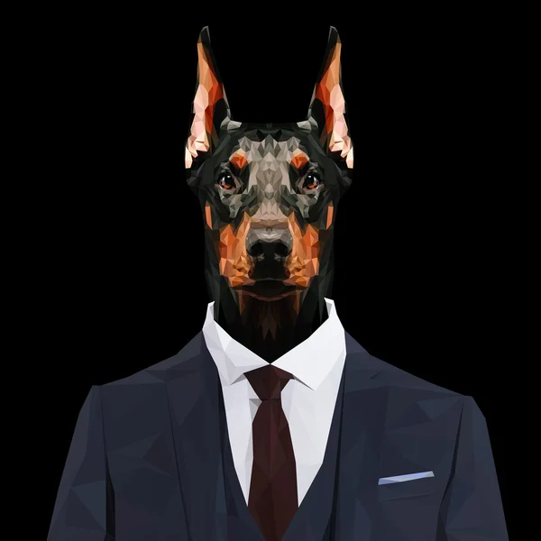 Doberman Pinscher köpek elbiseli — Stok Vektör