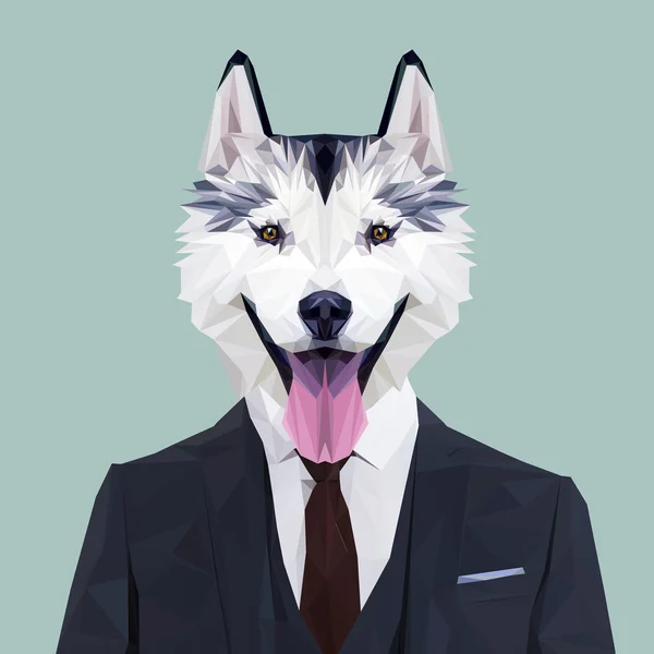 Siberian Husky dog in suit — Stock Vector