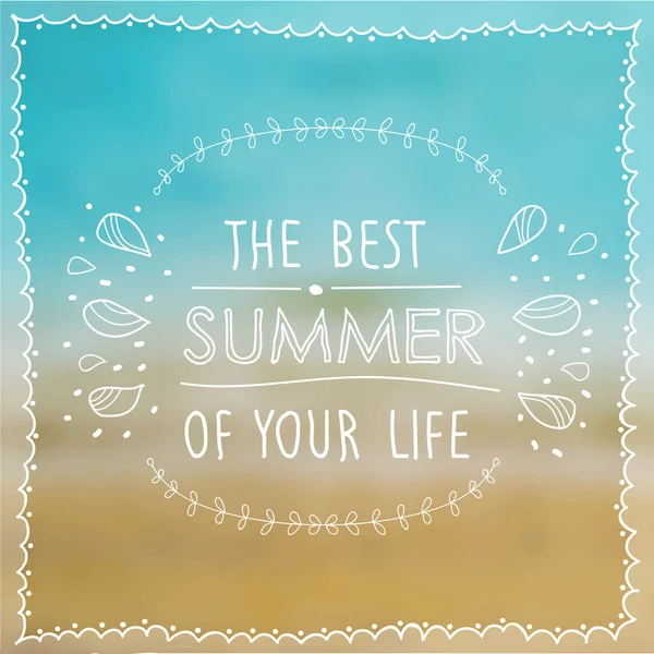 Poster musim panas terbaik dalam hidup Anda di latar belakang pantai dan laut. Vektor - Stok Vektor