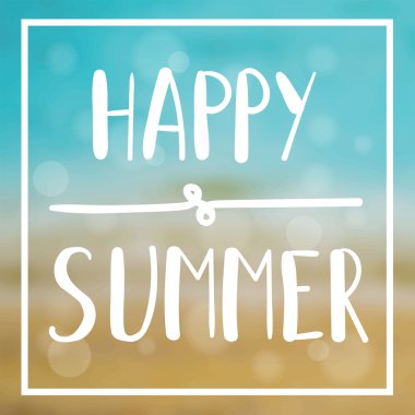 Deniz arka plan ve yazı tasarlanmış metin ile Yaz kartı. Vektör çizimi.