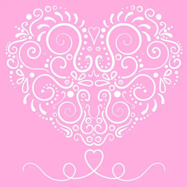 Adorno floral ornamental vectorial. Forma elegante del corazón — Vector de stock
