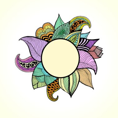 Doodles'ın şık çiçek tasarım dekorasyon için metin için yer ile