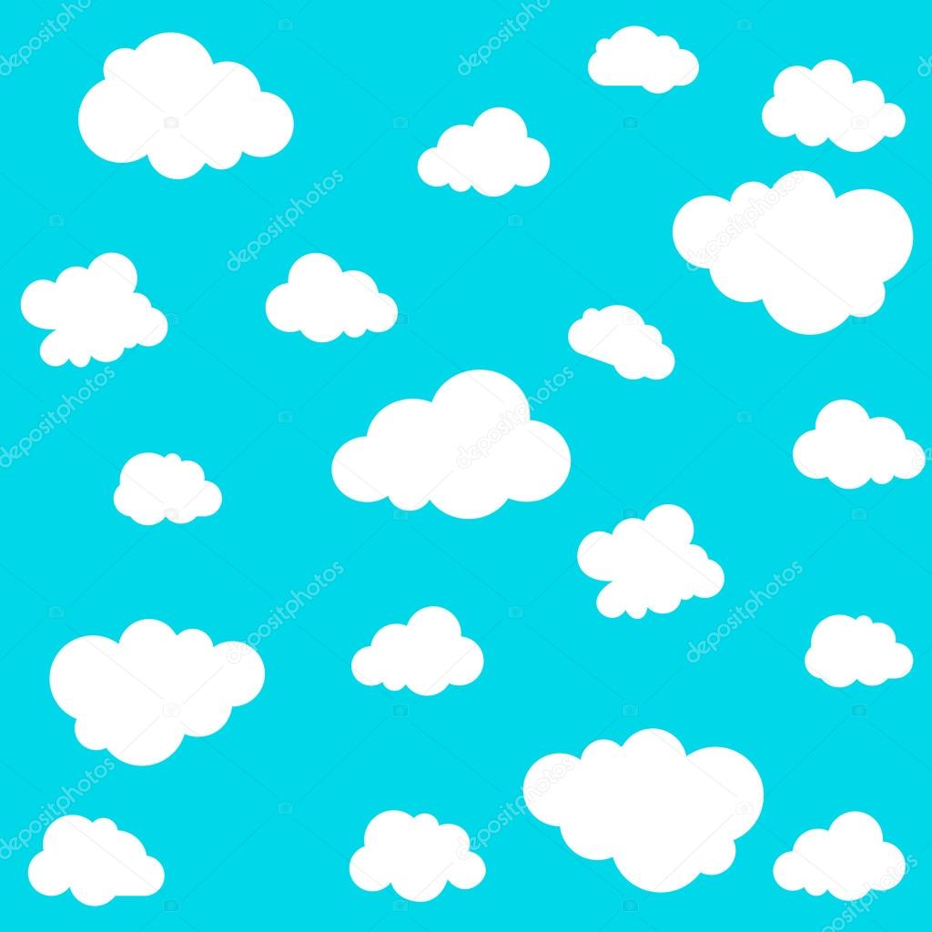 雲青い背景にシームレスなパターン。ベクトル イラスト — ストック