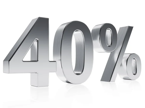 Realistic silver rendering of a symbol for 40 % discount or gain — 스톡 사진