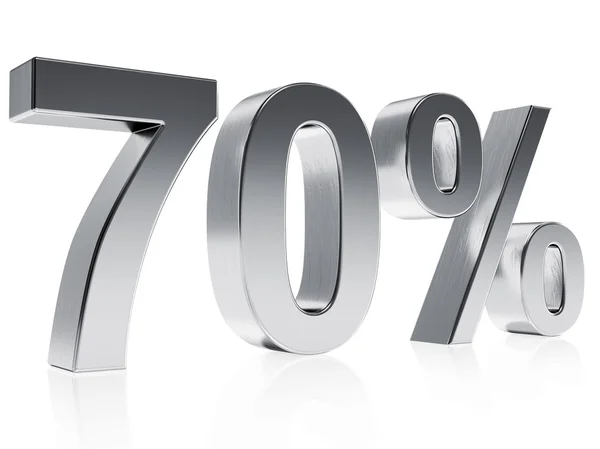 Realistic silver rendering of a symbol for 70 % discount or gain — 스톡 사진