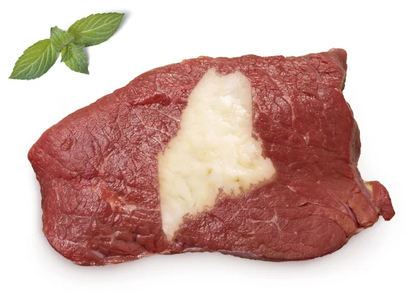 Roast beef meat and fat shaped as Maine.(series) — ストック写真