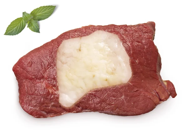 Roast beef meat and fat shaped as Rwanda.(series) — ストック写真