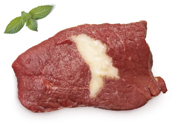 Roast beef meat and fat shaped as Moldava.(series) — ストック写真