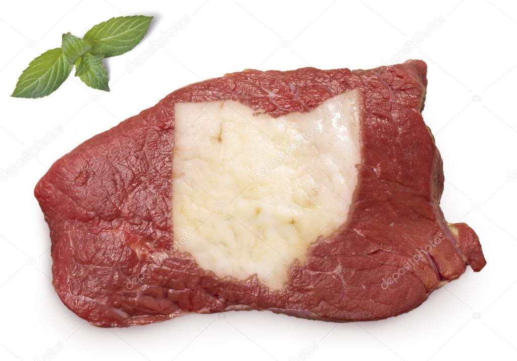 Roast beef meat and fat shaped as Ohio.(series)