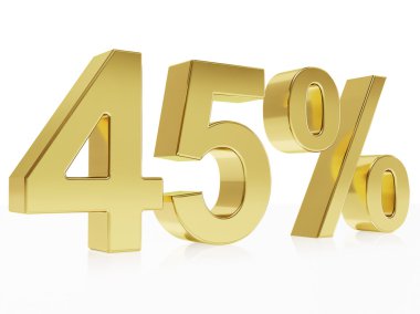 Photorealistic golden rendering of a symbol for 45 % discount