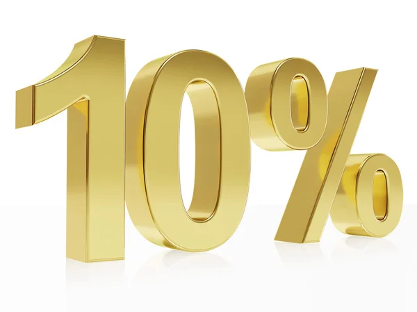 Photorealistic golden rendering of a symbol for 10 % discount — Stock Fotó