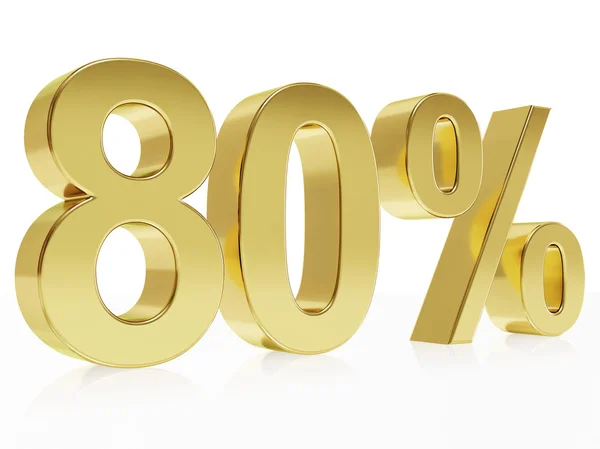 Photorealistic golden rendering of a symbol for 80 % discount — 스톡 사진
