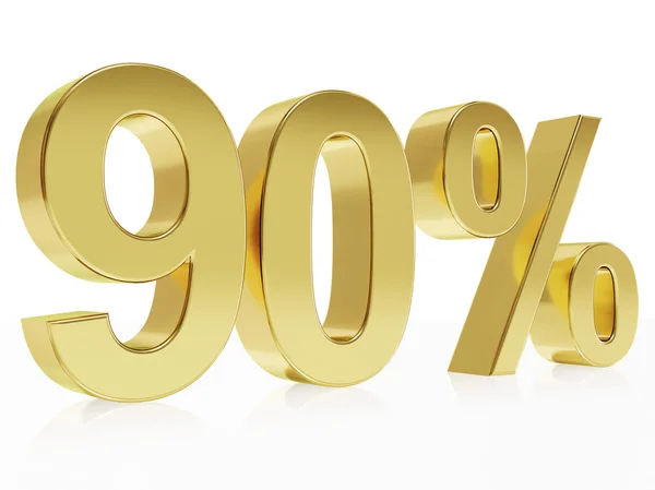 Photorealistic golden rendering of a symbol for 90 % discount — Stock Fotó