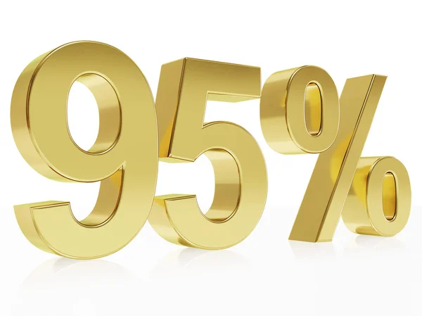 Photorealistic golden rendering of a symbol for 95 % discount — Stock Fotó