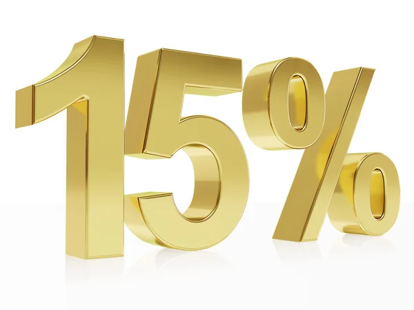 Photorealistic golden rendering of a symbol for 15 % discount 免版税图库照片