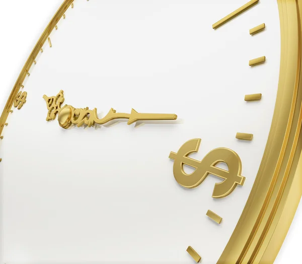 Uma renderização de ouro realista de um relógio com dólares como dígitos  ( — Fotografia de Stock