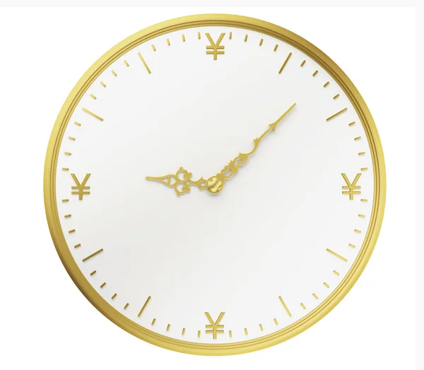 Uma renderização de ouro realista de um relógio com o iene como dígitos (seri — Fotografia de Stock