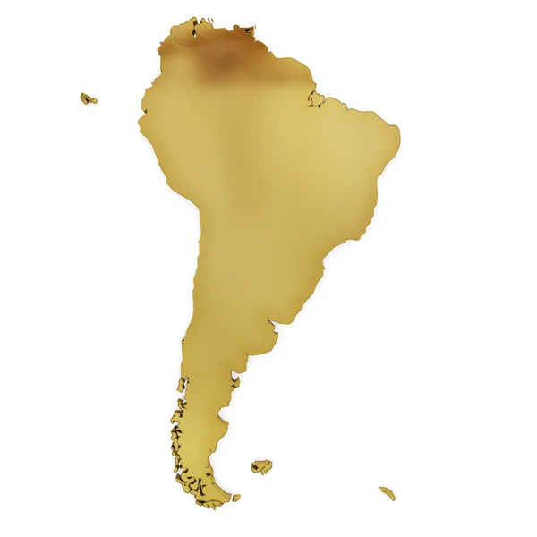 The photorealistic golden shape of South America (series) — стокове фото