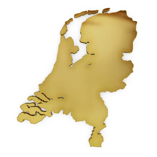 The photorealistic golden shape of Netherlands (series) — 图库照片
