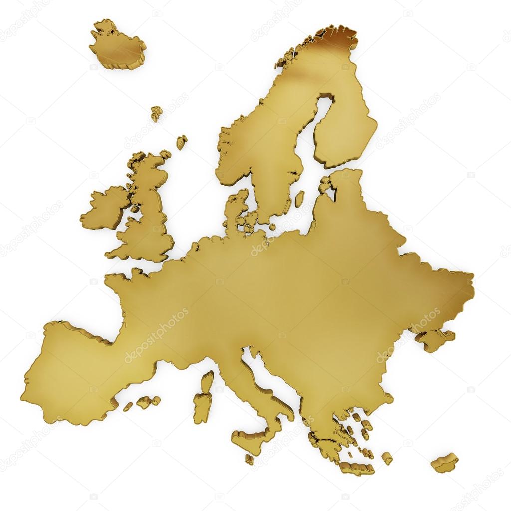 The photorealistic golden shape of Europe (series)