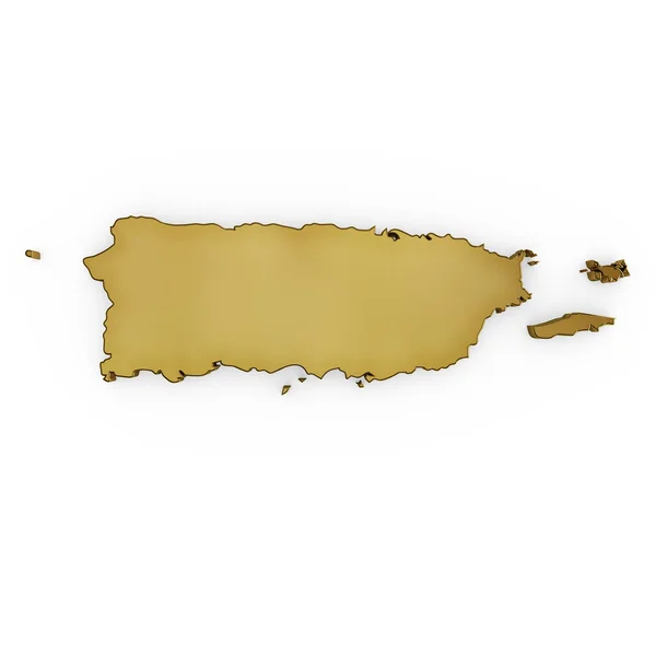Kształt photrealistic złoty z Puerto Rico (seria) — Zdjęcie stockowe