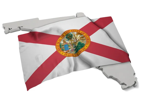 Realistisch vlag die betrekking hebben op de vorm van Florida (serie) — Stockfoto