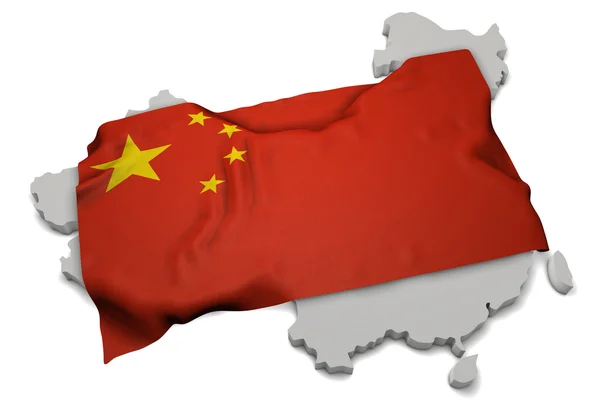 Realistic flag covering the shape of China (series) — Stock Photo, Image