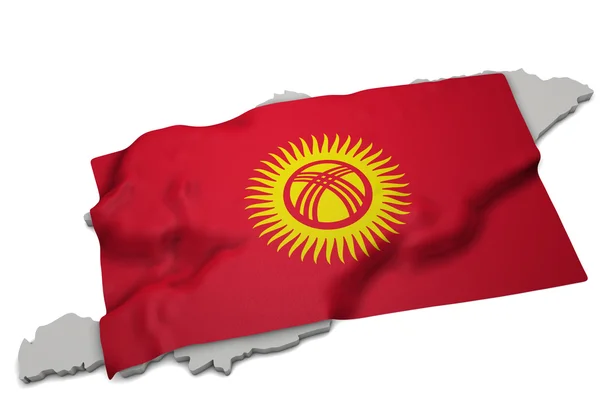 Реалистичный флаг, покрывающий форму Кыргызстана (серия ) — стоковое фото