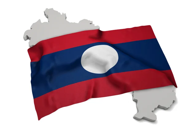 Bandeira realista cobrindo a forma do Laos (série ) — Fotografia de Stock