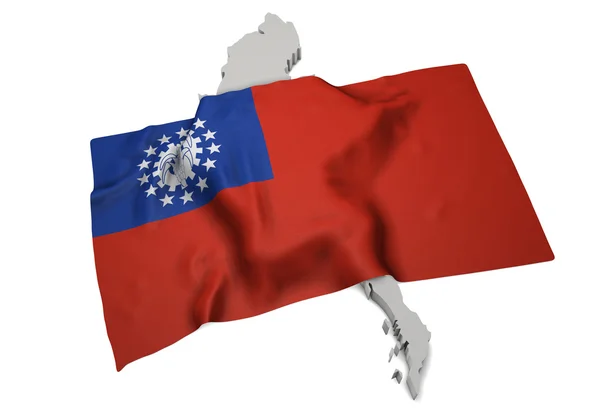Realistyczne flaga obejmujący kształt Myanmar (seria) — Zdjęcie stockowe