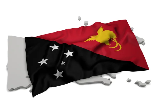 现实国旗覆盖的巴布亚新几内亚 (系列形状) — 图库照片