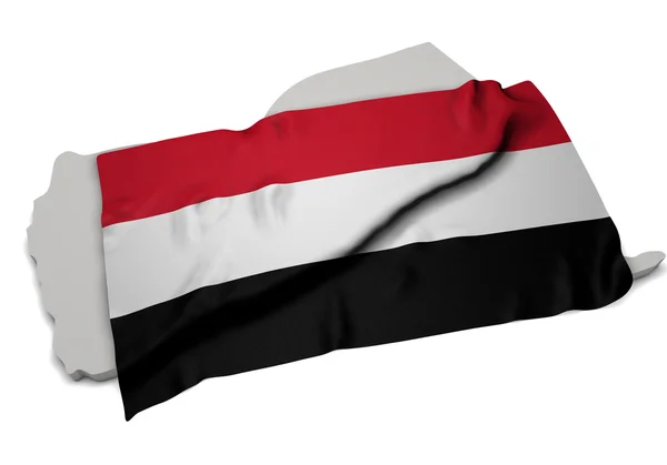 现实国旗覆盖的也门 (系列形状) — 图库照片