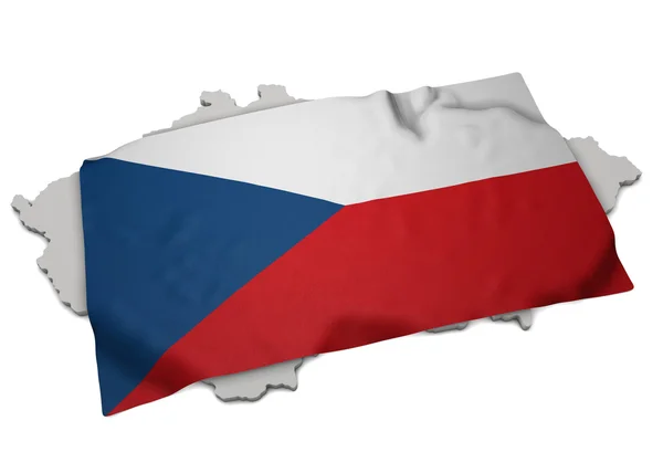 Realistic flag covering the shape of Czech (series) — Stock Photo, Image