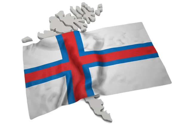 Realistic flag covering the shape of Faroe (series) — Stock Photo, Image