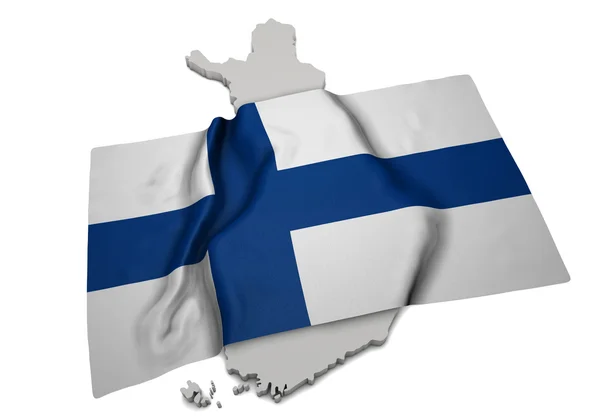 Bandeira realista cobrindo a forma da Finlândia (série ) — Fotografia de Stock