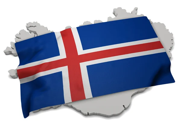Реалистичный флаг, покрывающий форму Исландии (серия ) — стоковое фото