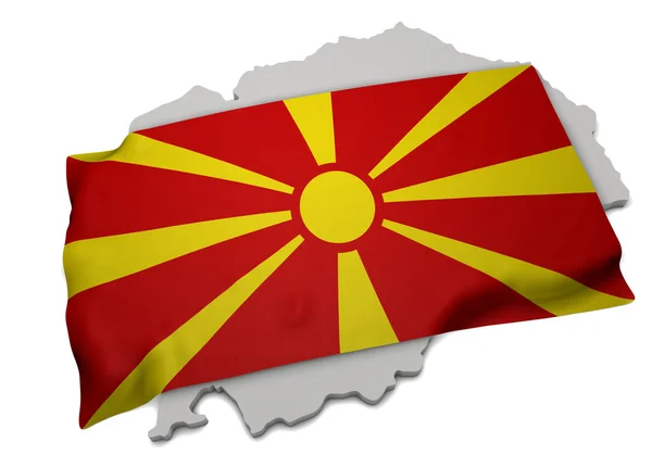 Realistic flag covering the shape of Macedonia (series) — Stock Photo, Image