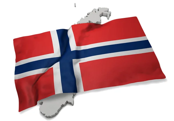 Realistic flag covering the shape of Norway (series) — Stock Photo, Image